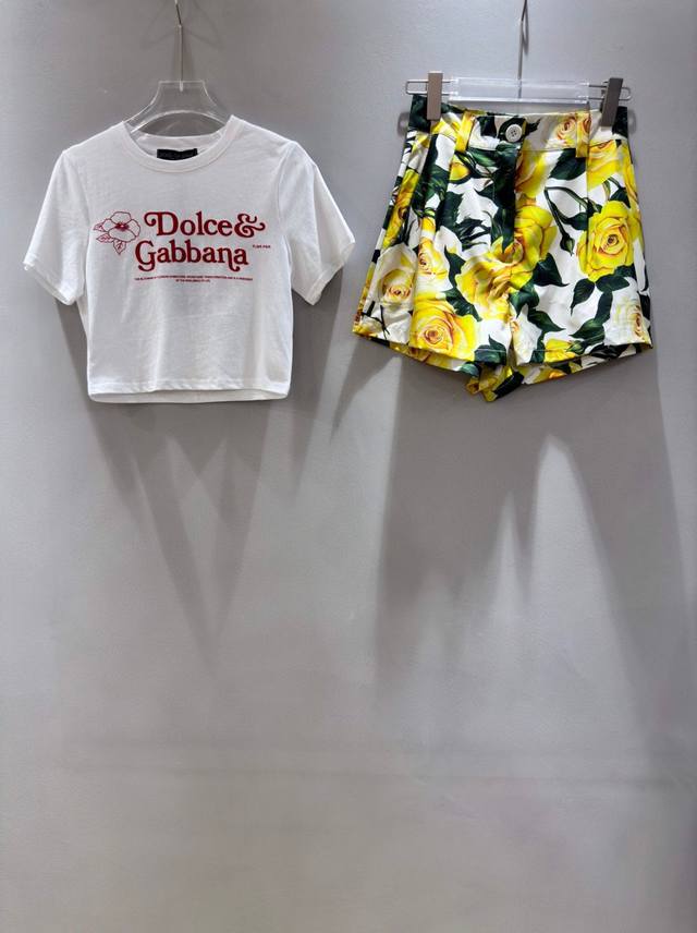 Set Dg Du Jia New Classic Fashionable Letter Logo Print Short-Sleeve Round Neck