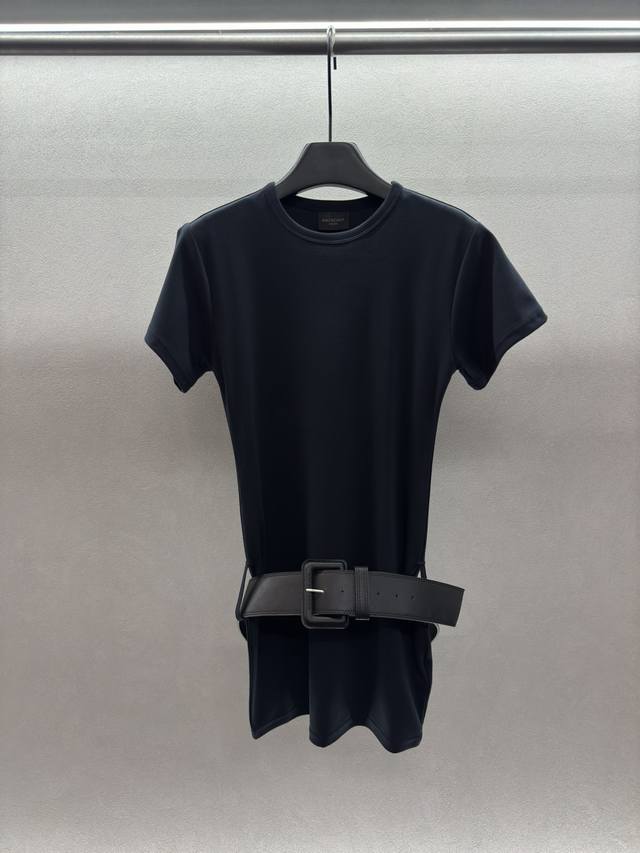 Spring And Summer! Balenciaga*, Belted T-Shirt Dress! Comfortable And Soft Fabri