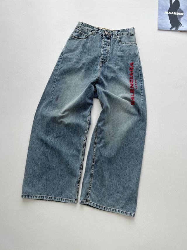 Ba* Paris Saint-Germain Red Embroidered Denim Long Pants, Made From Ring-Spun De