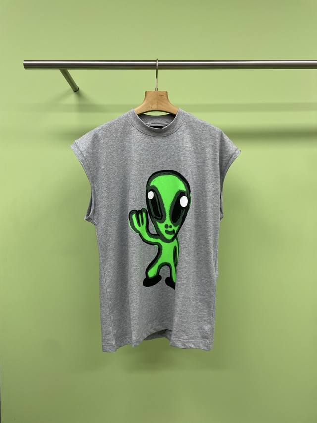 2025 Spring/Summer Short-Sleeve Balenciaga Alien Glow-In-The-Dark Sleeveless T-S