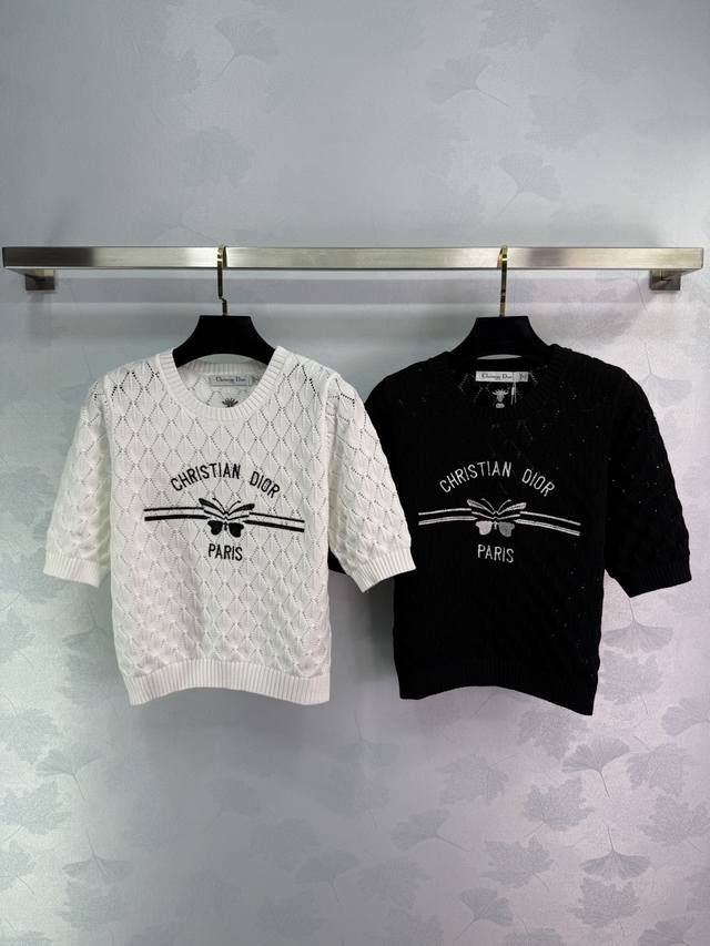 Dio*2025 New Arrival: Lace-Patterned Diamond-Knit Short-Sleeve Top Custom-Made Y
