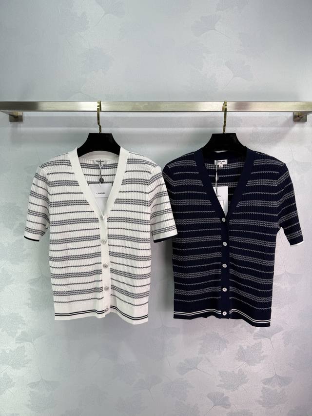 Striped Knit Short-Sleeve Cardigan, Exclusive Custom Design. Available In Classi