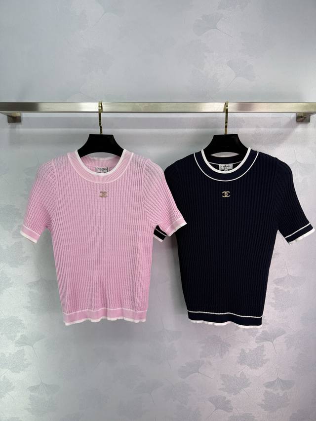 Chane* 2025 Spring/Summer New Collection! Round-Neck Fitted Knit Short-Sleeve To