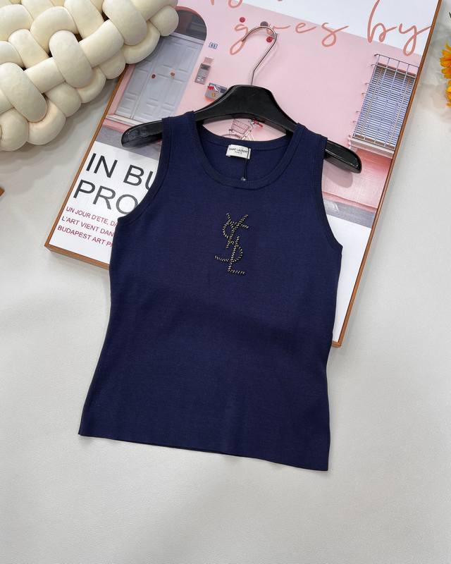Ysl New Hot-Stamped Logo Knit Vest, Crafted With Exquisite Artistry And Fashiona