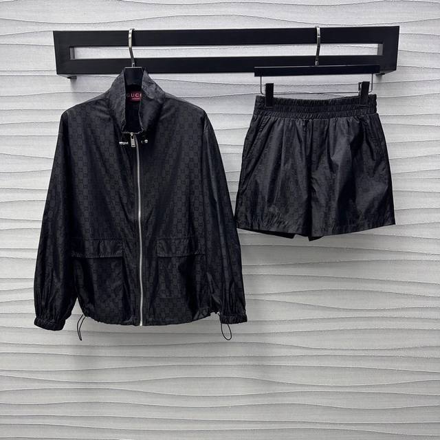 Gucc*2025 New Arrival Jacquard Sun-Protective Jacket And Shorts Set Custom-Made