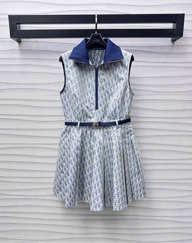 Dio*2025 New Arrival Jacquard Belted Tank Dress Custom Yb Imported Jacquard Wind