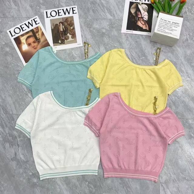 L* Spring/Summer New Arrival: Off-The-Shoulder Knit Short-Sleeve Top With Distin