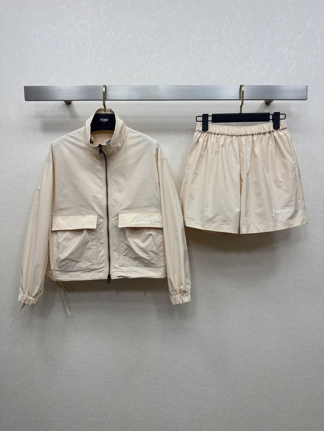 Fend 25Ss Spring/Summer New Arrival Jacket + Elastic Waist Shorts Double Pocket