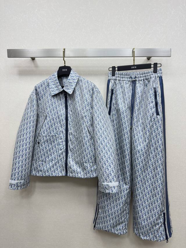 25Ss Dio *Spring/Summer New Arrival Blue D-Letter Jacquard Series Collared Jacke