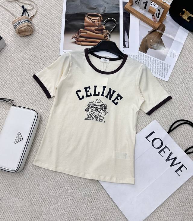 Celine Color-Blocked Velvet Letter Short-Sleeve T-Shirt, Original Custom Color-B