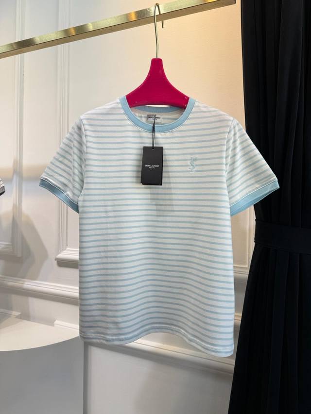 Sl P Spring/Summer New Arrival Embroidered Stripe Short-Sleeve T-Shirt | Exclusi
