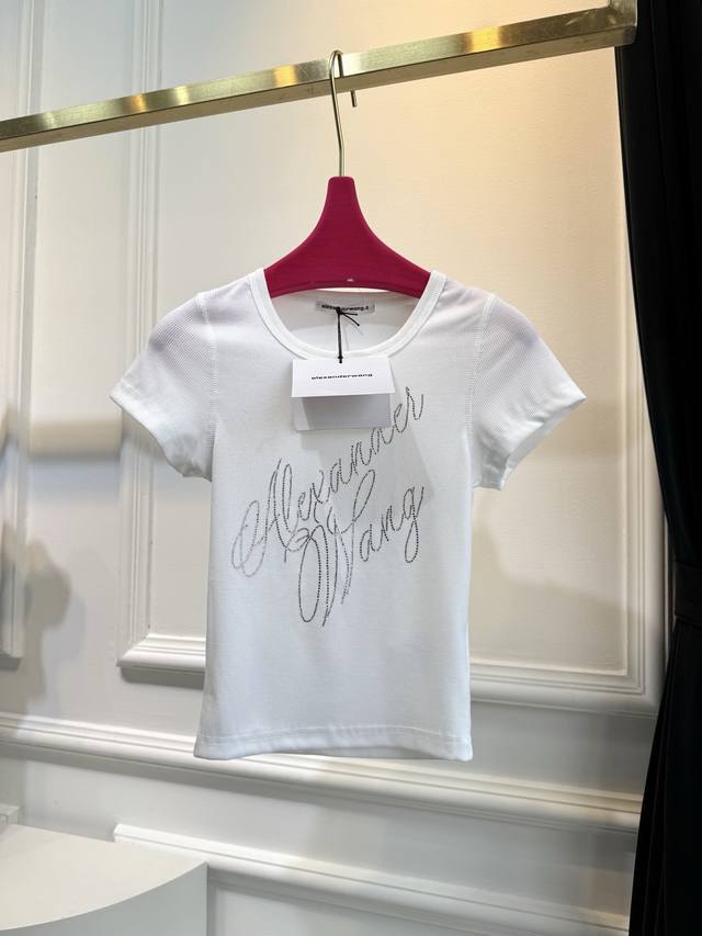 A.Wang 25 Spring/Summer New Arrival Letter Embroidered Slim-Fit Short-Sleeve T-S