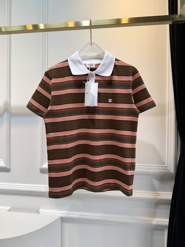 Ce25 Spring/Summer New Arrival Retro Striped Knit Polo Shirt: Stripes Are A Time