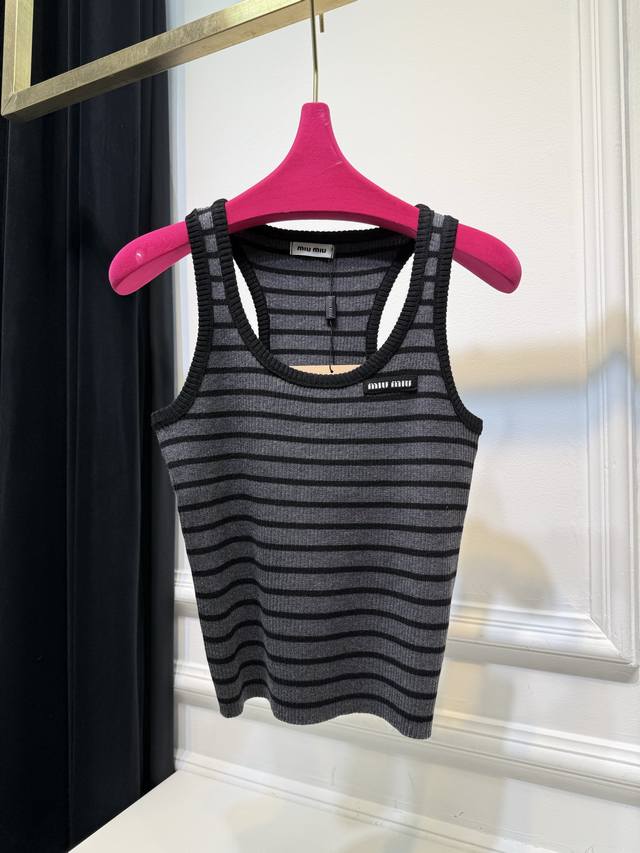 Miu Striped Knit Vest This Vest Features A Simple Yet Elegant Design With Classi