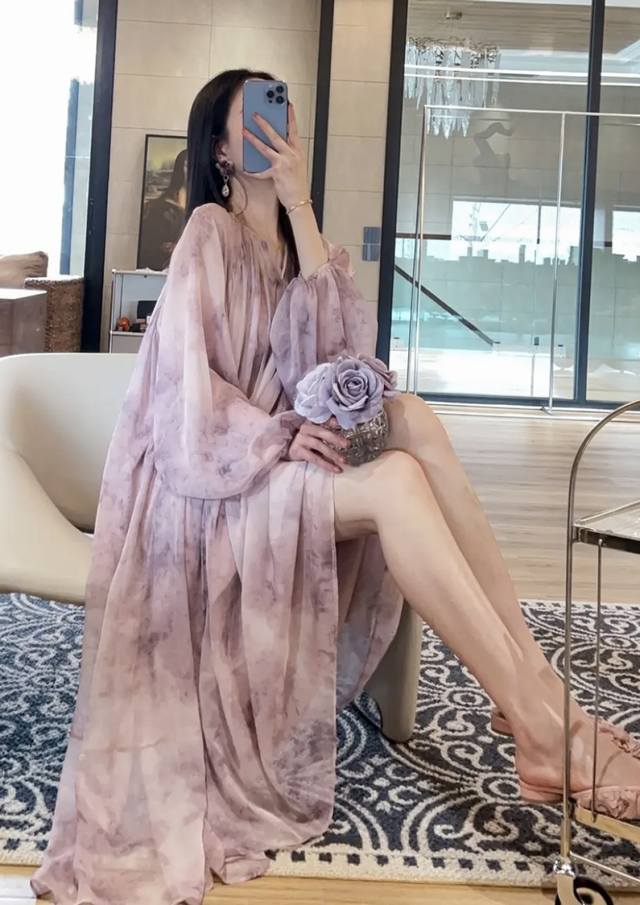 Small Purple Gradient Dress With Extra Fabric, Exclusive Bestseller Not Only Is