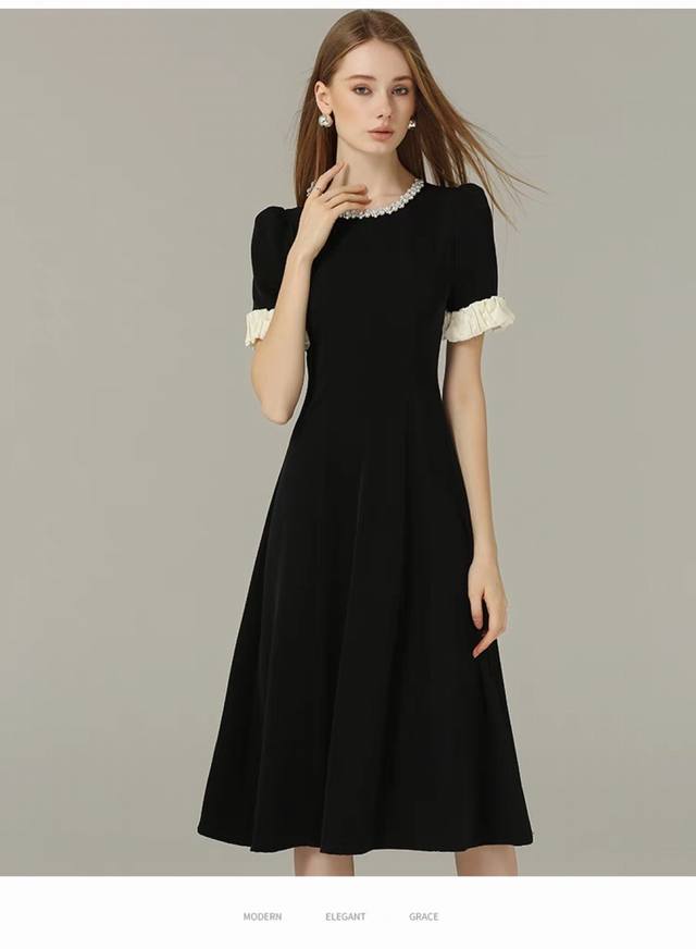 Best-Selling Item! Urban Modern!Luxurious Hand-Beaded Elegant Hepburn-Style Colo