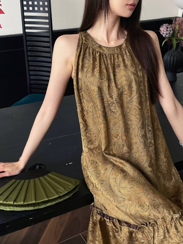 Silk Jacquard Satin Dress, S, Xl