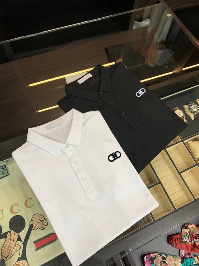 Ferragamo Small Embroidery 2025 Summer Men's New Collared Short-Sleeve Polo Shir