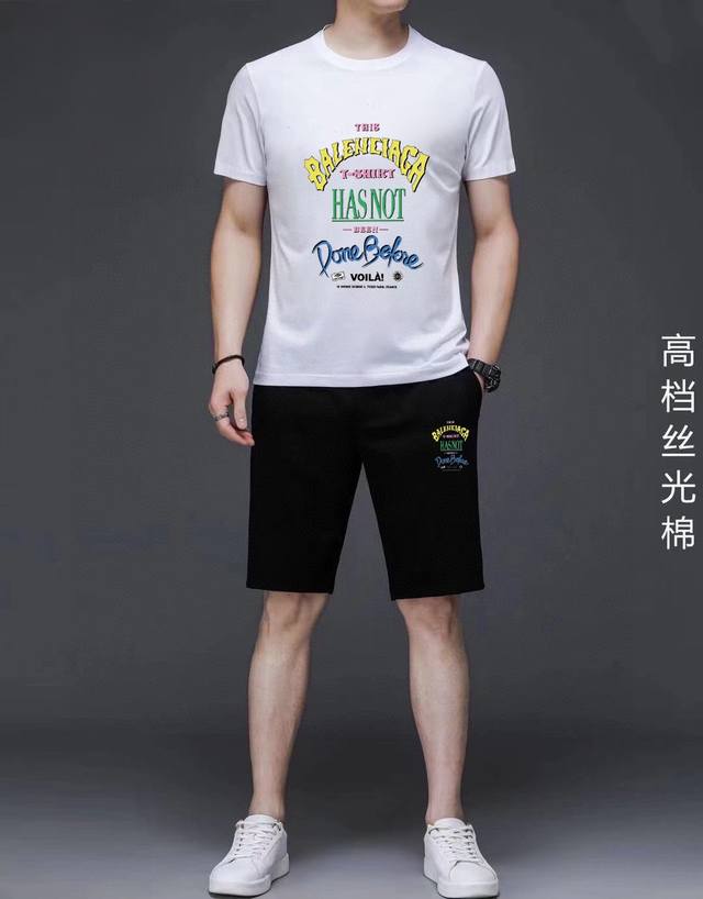 Direct Brand: Balenciaga 2025 New Men's Short-Sleeve Shorts Set! Available On Th