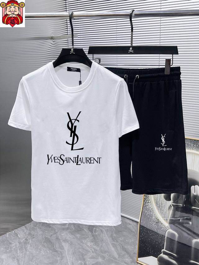 Direct Brand: Ysl Saint Laurent 2025 New Men's Short-Sleeve Shorts Set! Availabl