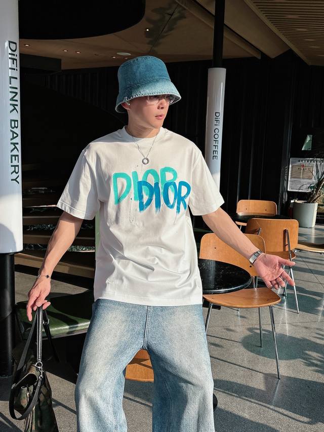 Dior 2025 Spring/Summer New Arrival Cotton Round Neck Short-Sleeve T-Shirt With