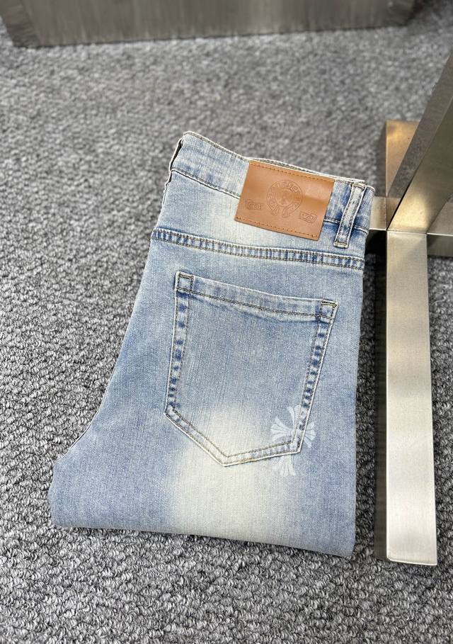 Chro*Crocs Ss25 Spring/Summer New Men's Denim Pants. The Fabric Is Highly Elasti