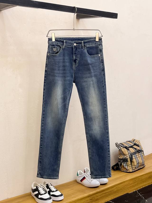 Armani 2025 Spring/Summer Men's Washed Slim-Fit Denim Pants! Premium Quality Fro