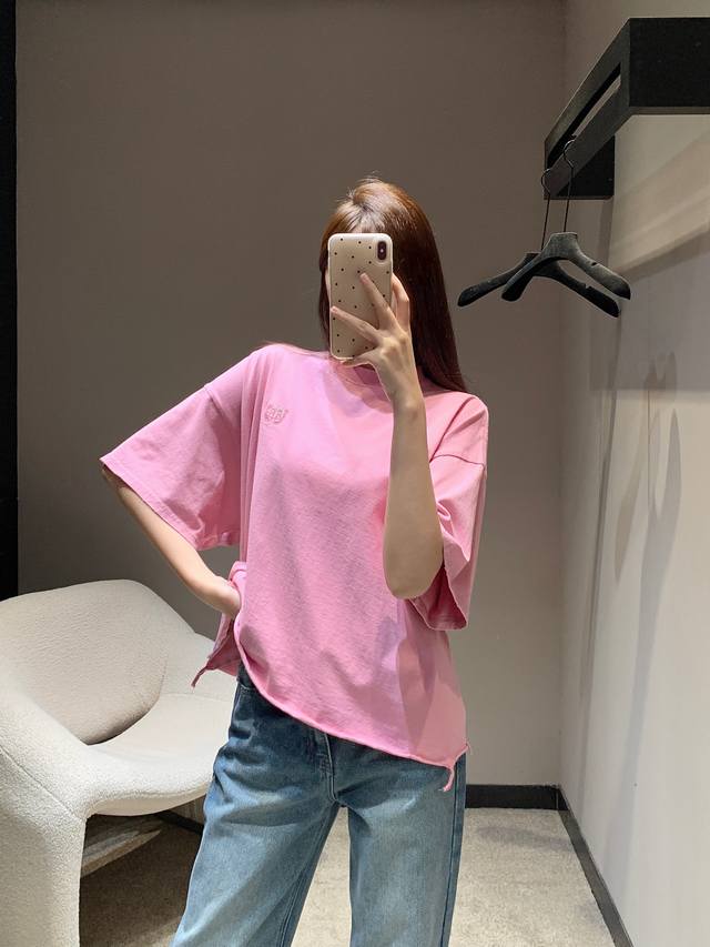 Balenciag* 25Ss Spring/Summer New Arrival Letter Embroidered Print Distressed Ro