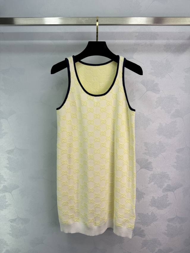 Gucc*25 Spring/Summer New Arrival Embroidered Sleeveless Tank Dress, Classic Dou