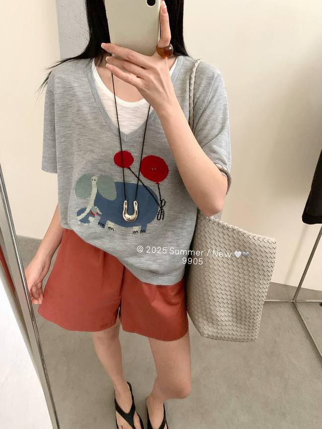 Balloon Elephant Short-Sleeve Fake Two-Piece