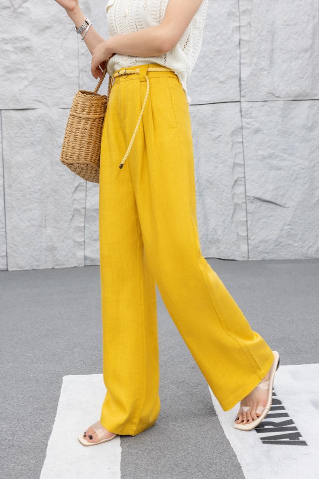 New Arrival Best-Sellers High-Quality Tencel Linen Fashionable Casual Wide-Leg P