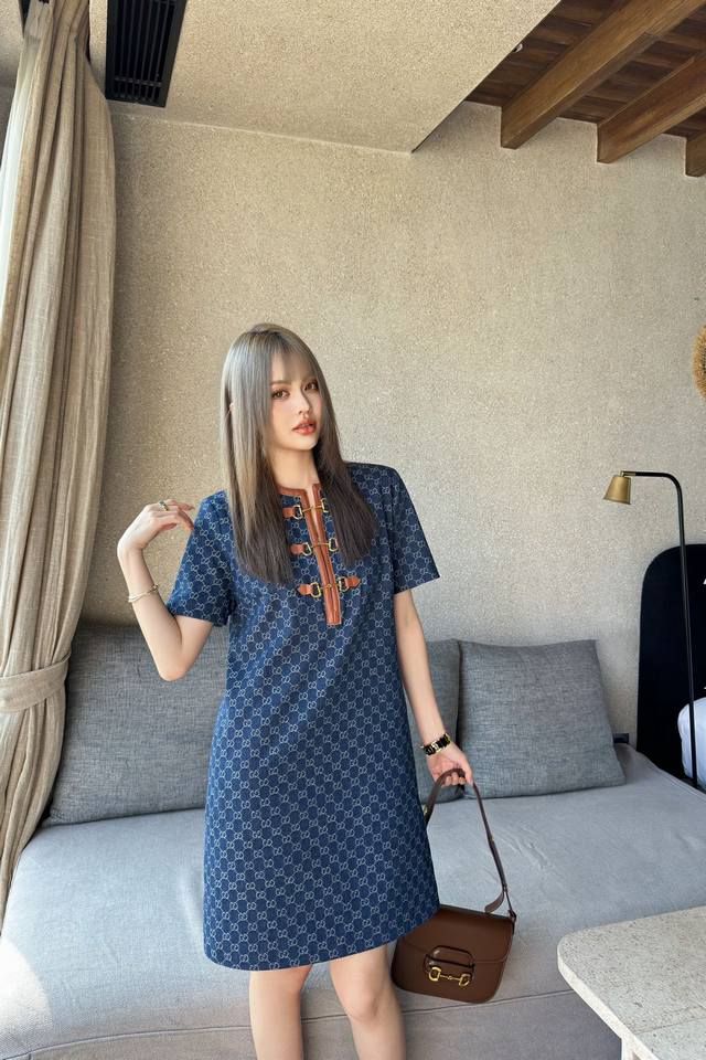 Gucc* New Arrival Color-Blocked Jacquard Dress Custom-Made Yb Imported Jacquard