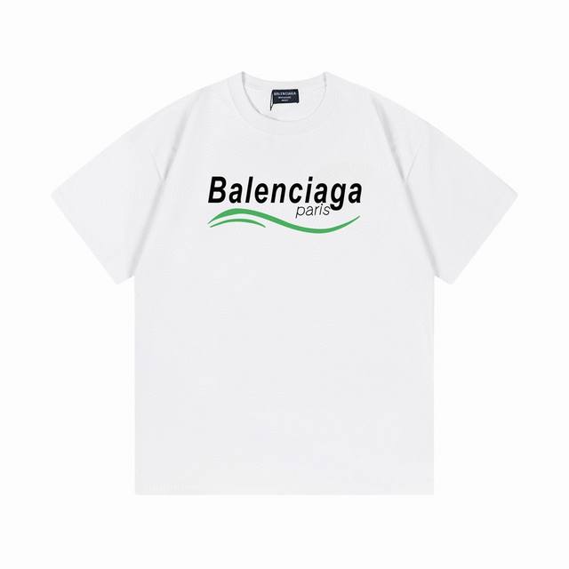 Balenciaga Paris 2025 New Arrival Wave Letter Logo Unisex Short-Sleeve T-Shirt C