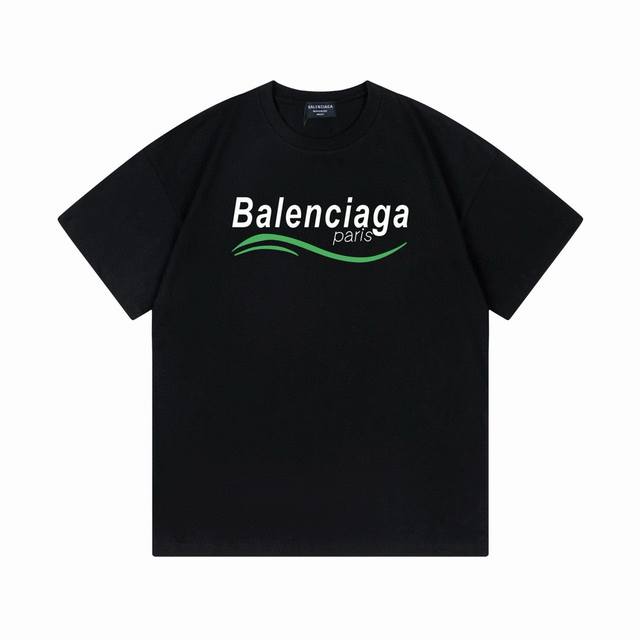 Balenciaga Paris 2025 New Arrival Wave Letter Logo Unisex Short-Sleeve T-Shirt C