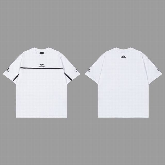 Balenciaga Classic Logo Short-Sleeve T-Shirt With Woven Strap Patchwork New Styl