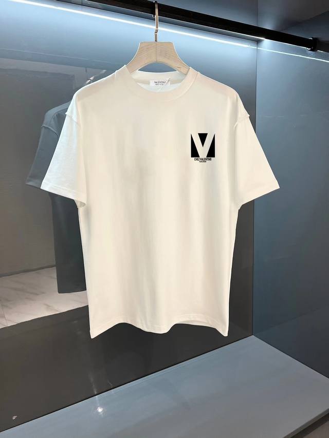 Valentino New Letter Print Double-Layer Heavy-Duty Short-Sleeve T-Shirt. The Let