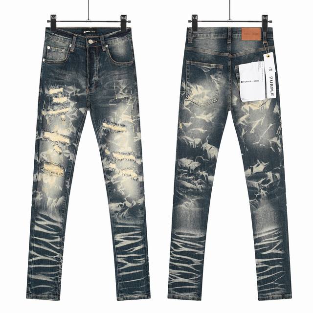 8167 Purple-Brand American Niche Brand High-Street Embroidered Ripped High-Stret