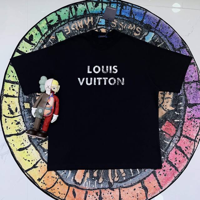 Louis & Vuitton ] Fw Short-Sleeve T-Shirt 1V Hand-Painted Logo Short-Sleeve High
