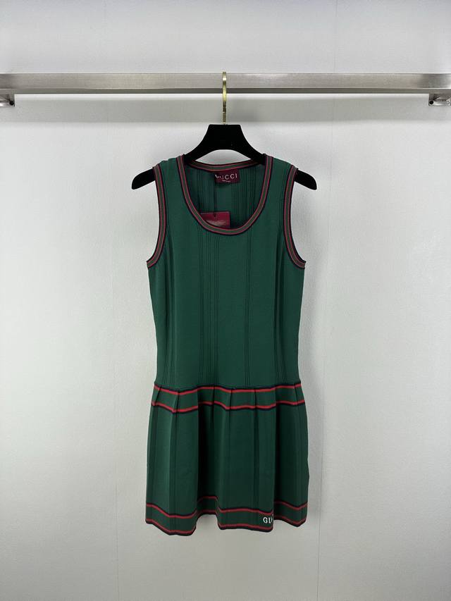 Gucc* New Arrival Details 25 Spring/Summer New Arrival Knitted U-Neck Tank Dress