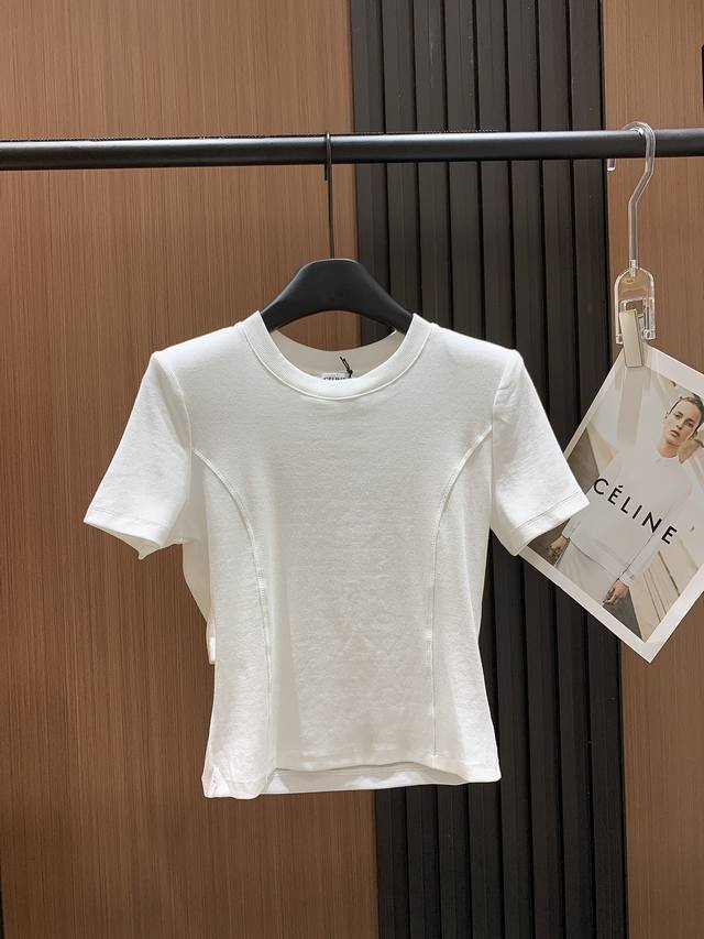 Celine 2025 New Edition Short-Sleeve Top Ultra-Slimming Faux Two-Piece Design Ef