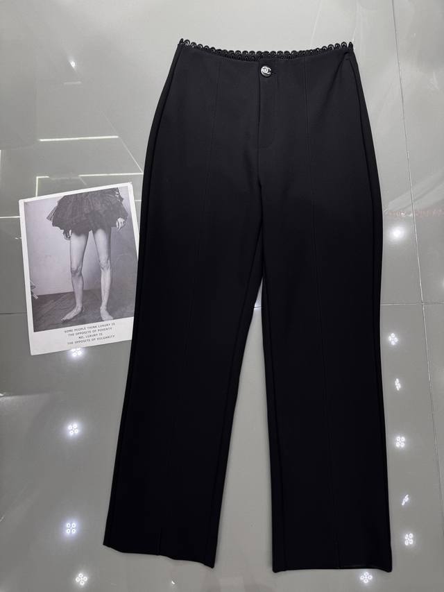 Chanel New Arrival Waist-High Floral Trim 9-Inch Cropped Pants Suit Fabric Slim-