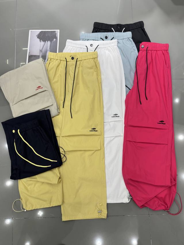 Balenciaga Paris New Workwear Pants With Color-Blocked Straps, Custom Embroidere