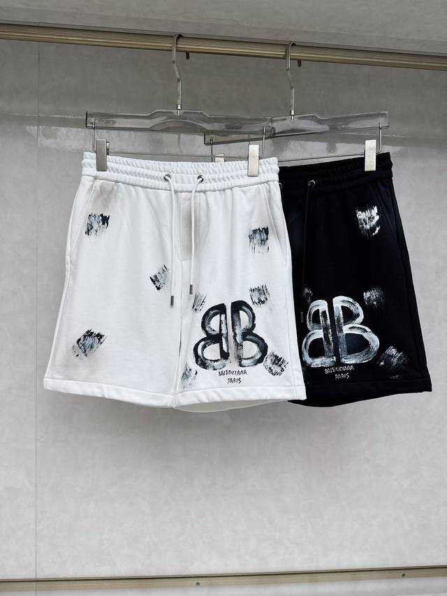 Paris Balenciaga 5S Hand-Painted Custom Label Spring/Summer New Casual Shorts, E