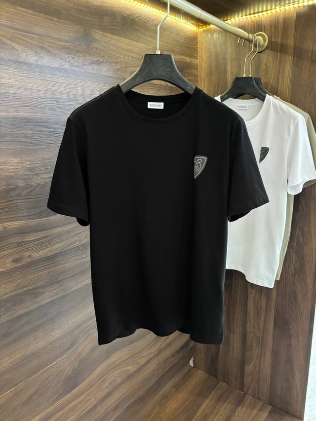 New# Burberry Round Neck Short Sleeve Shirt With 3D Foam Print Technology, Featu
