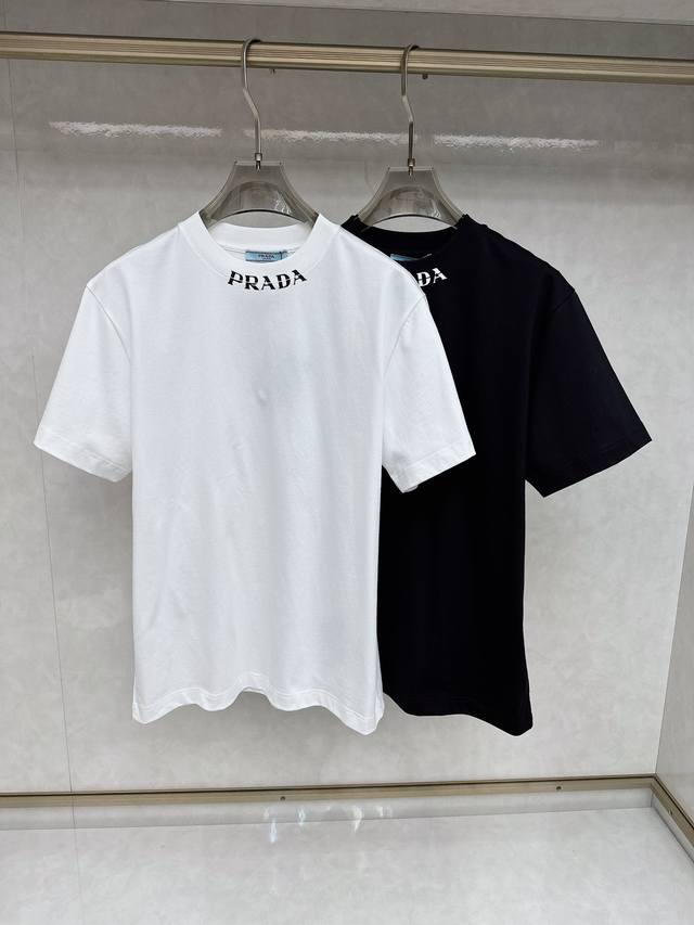 Prada 2025 Early Spring New Arrival Short-Sleeve T-Shirt, Authentic Label, Custo