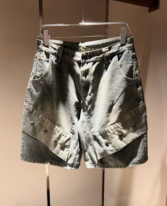 Balenciaga 2025 Spring/Summer New Casual Denim Shorts, Balenciaga With Metal Let