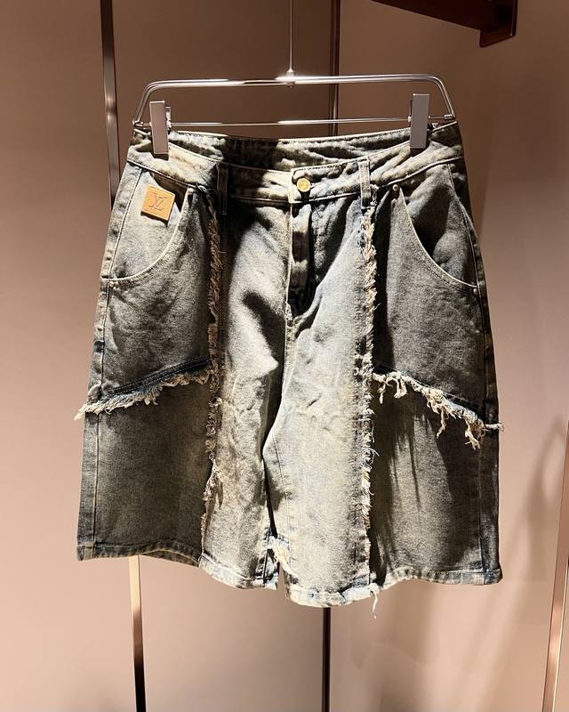 Louis Vuitton 2025 Spring/Summer Unisex Logo Casual Denim Shorts, 2025 New Arriv