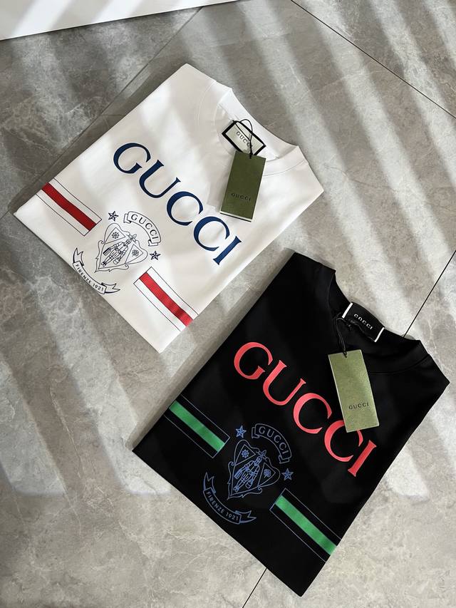 Gucc*Gucci 2025 Spring/Summer Collection Basic Round Neck Crew-Neck Short-Sleeve
