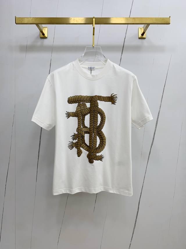 Ss Burberry 100% Cotton Latest Fabric Classic Logo Pattern Fashionable And Simpl