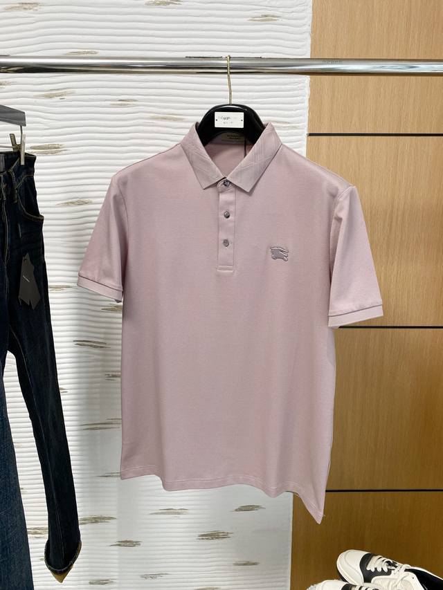 Burberry, 2025 Summer New Arrival Polo Short-Sleeve Shirt With Hexagonal Pearl C